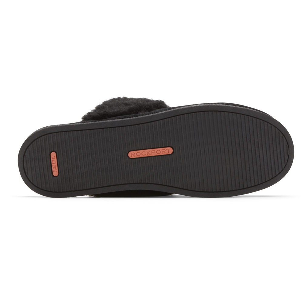 Rockport Womens Slippers Black - truTECH Veda Slide - UK 827-OZAKLR